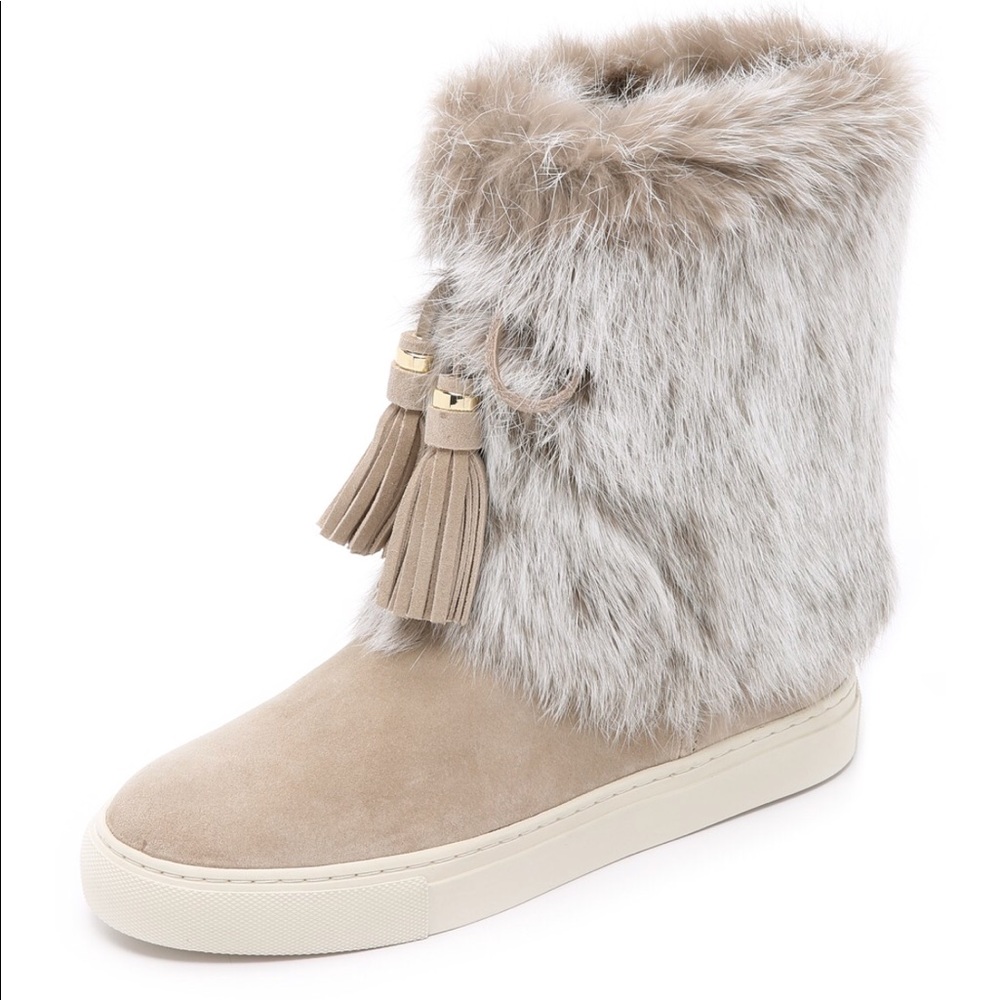 Tory Burch Anjelica Suede Fur Boots